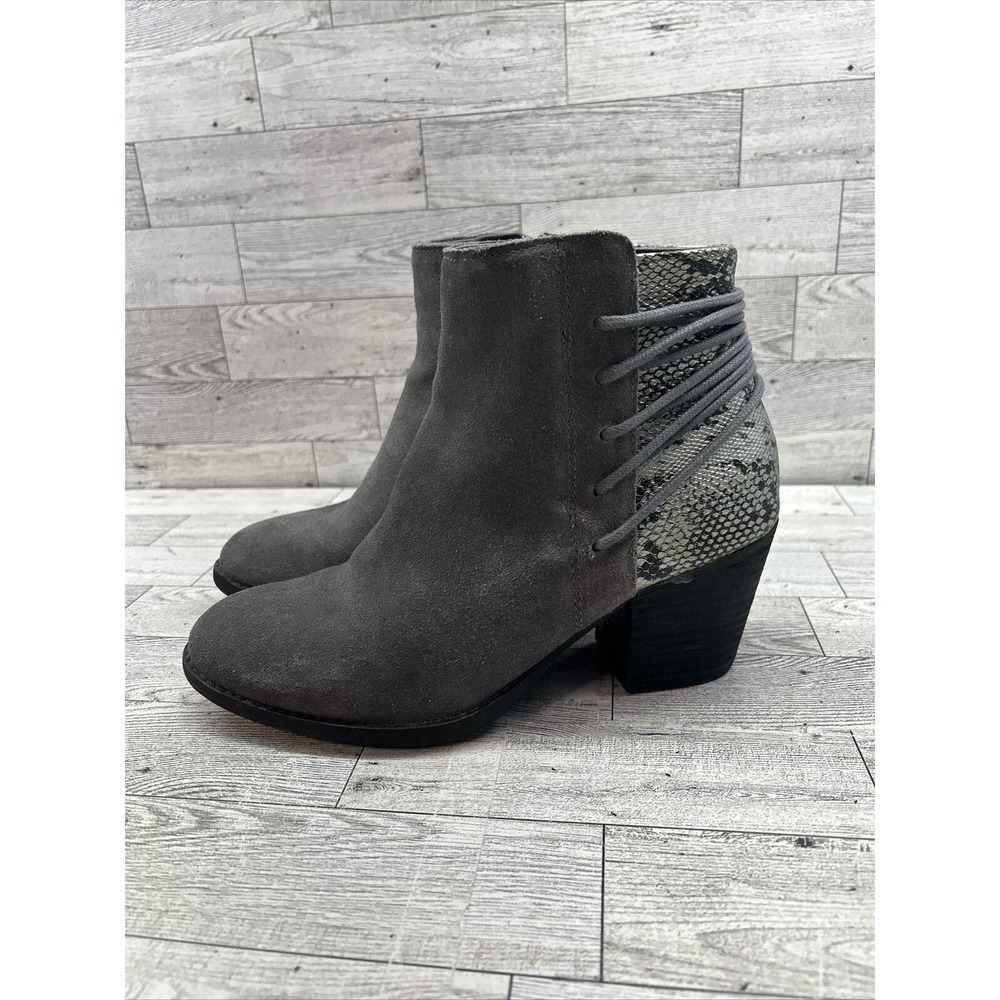 Skechers Women's Gray Wild Wraps Suede Snake Print Zip Heel Boot‎ Sz. 8.5 167164